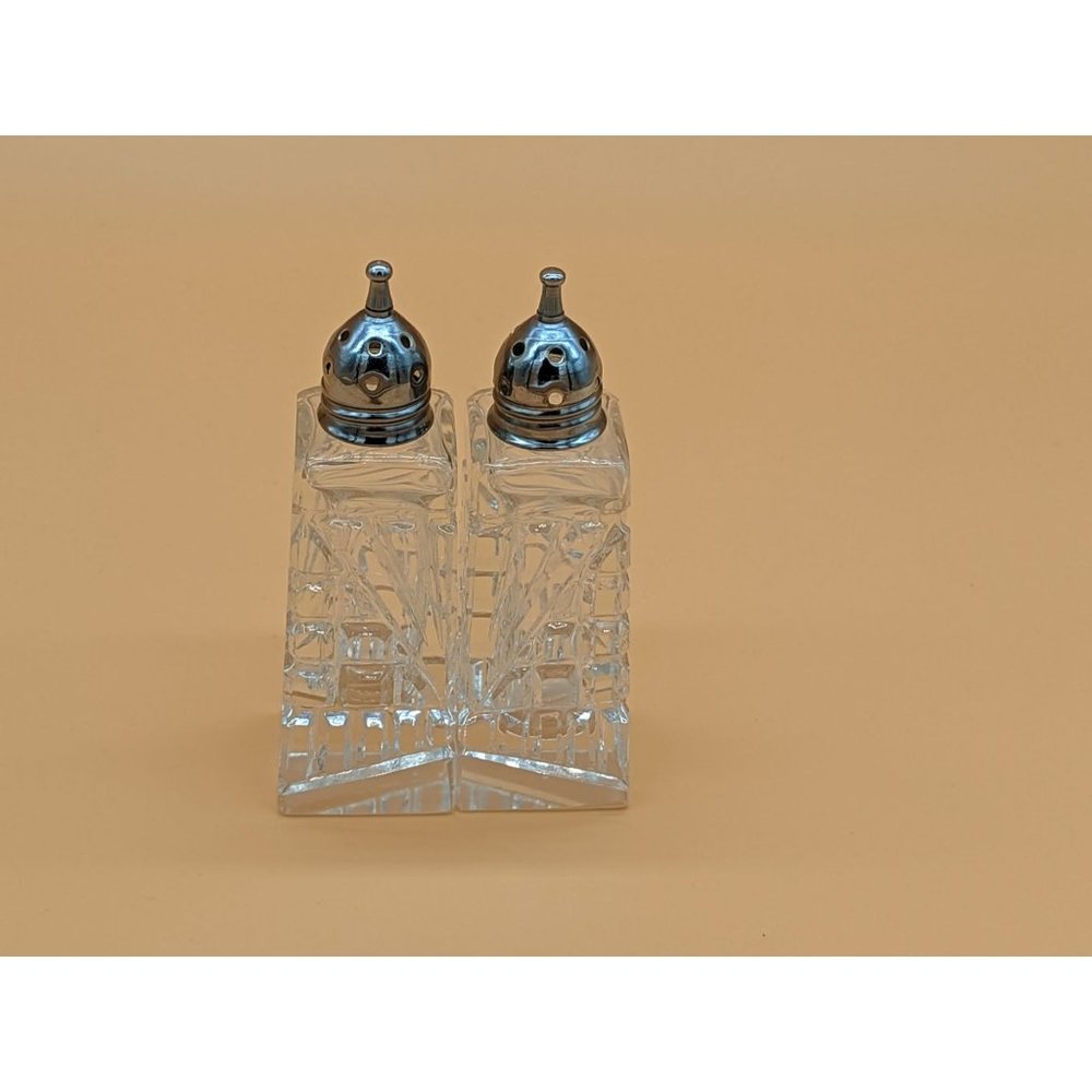 Vintage Salt and Pepper Art Deco Shakers Cut Glass Atomic